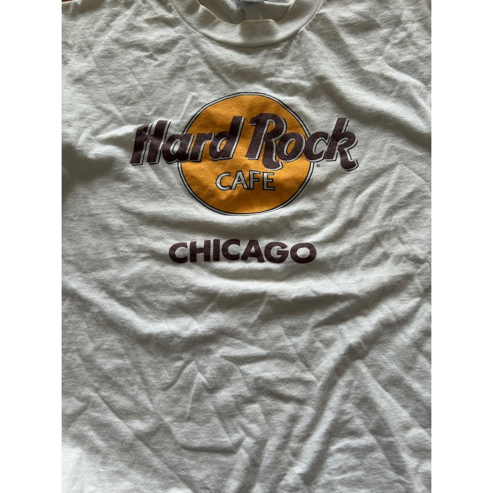 Vintage Hard Rock Cafe Chicago T Shirt White Single Stitch Made in USA Large